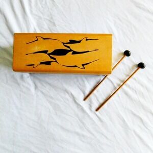 TAPO Drum Percussion Wooden Drum With Dolphins Model 5001 With 2 Mallets